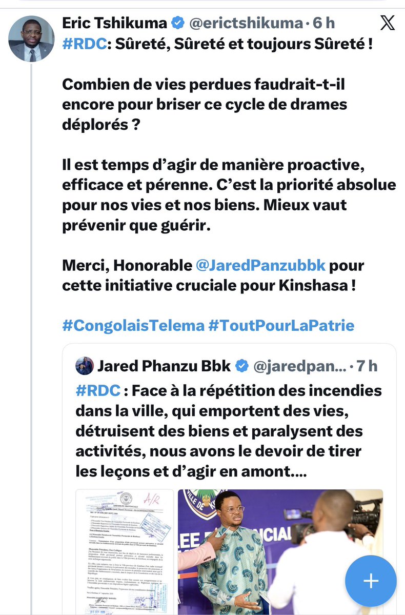 rkitsita's tweet photo. #RDC: #Kinshasa : prévenir les incendies avant le drame.

Face à la répétition des incendies qui causent des pertes en vies humaines, détruisent des biens et paralysent les activités, le député provincial @jaredpanzubbk a déposé à l’Assemblée provinciale de Kinshasa une proposition d’édit portant sur la prévention et la sécurité incendie dans les établissements recevant du public.

L’initiative vise à renforcer la prévention, l’alerte, l’évacuation, les moyens de première intervention, le contrôle des établissements et les sanctions.

Cette initiative est saluée par le député national @erictshikuma .
