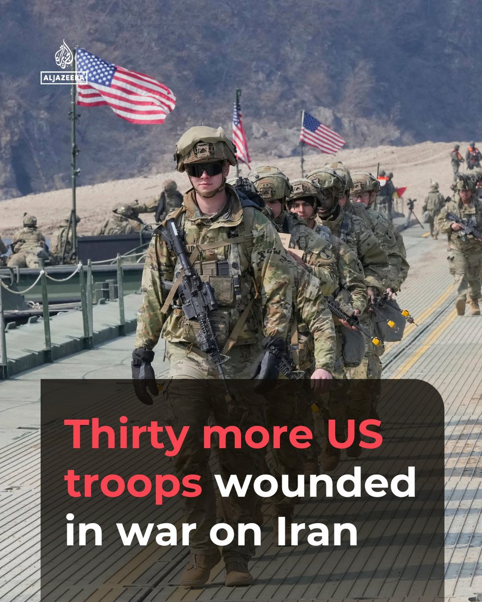 AJEnglish's tweet photo. An additional 30 US troops have been wounded in the US-Israeli war on Iran, bringing the total to 820 wounded and 18 killed since the war began, according to the Pentagon’s casualty database.

🔴 LIVE updates: https://t.co/URTHDfJUM3 https://t.co/4FDfhjuuWh