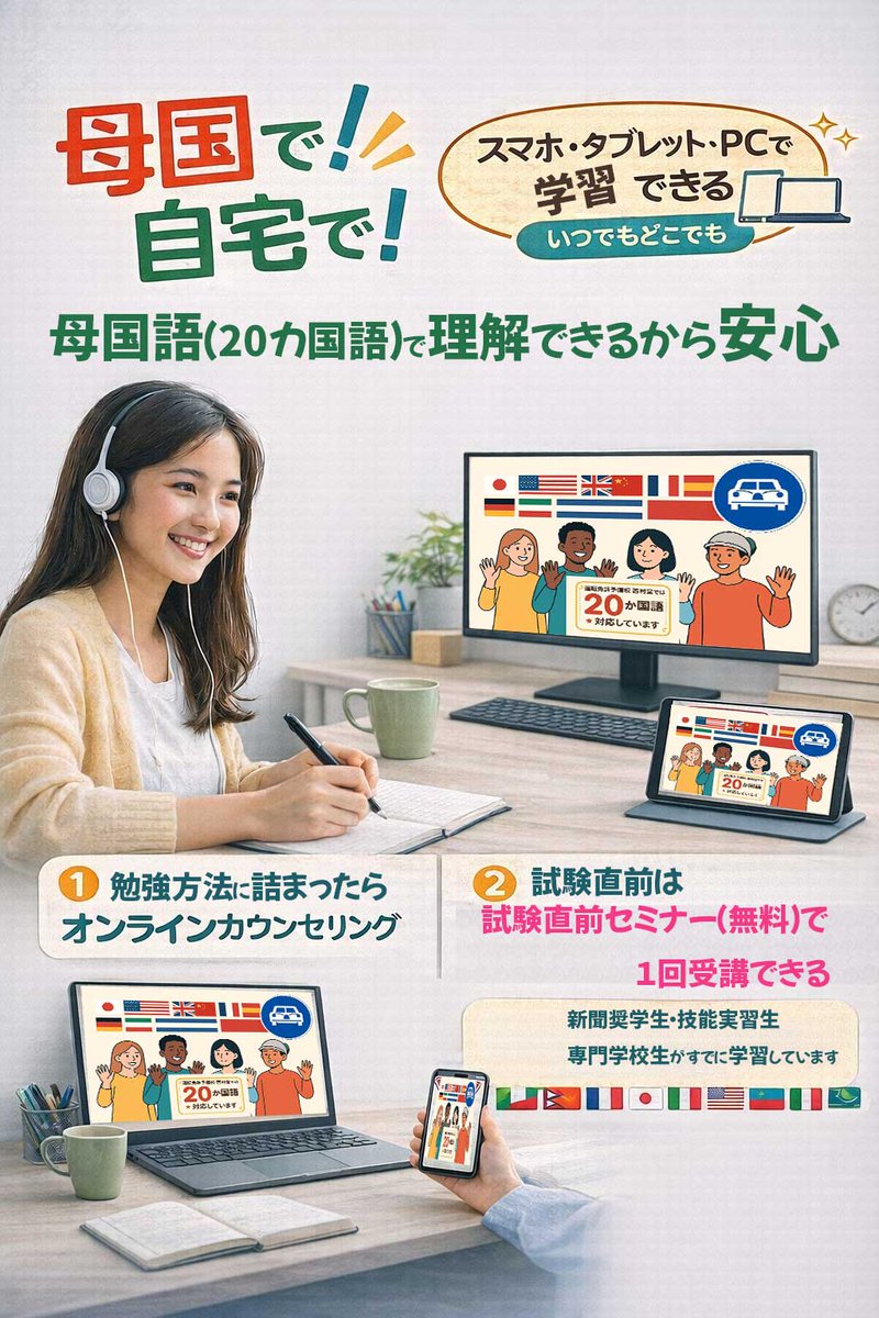 tw_nishimura's tweet photo. 外国人が日本で免許を取るのは…
正直、めちゃくちゃ大変です。

教習所に入っても👇
📌学科が難しい
📌日本語での対応
📌日本語での試験で落ちる
📌相談相手がいない
➡️結果、途中で諦める人もいます。

でも――
西村堂の 自宅学習サポートプラスなら

🌍 20か国語対応 https://t.co/P5LQwclqAZ