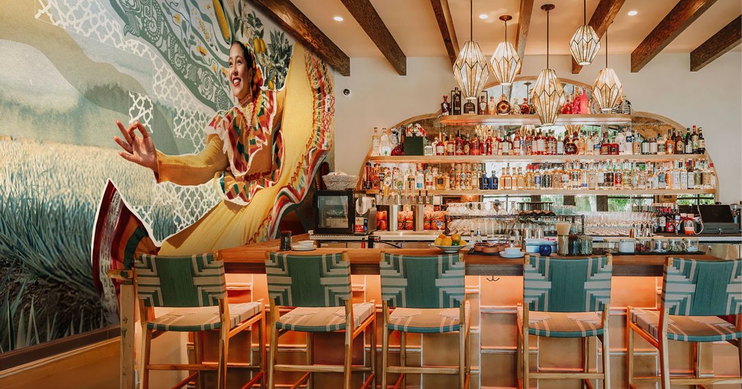 Behance's tweet photo. At Alisios, Cris Belloro brings Mexican heritage to the table and across the walls through a large-scale mural system rooted in pattern, place, and ornament. 🌵🍽️ https://t.co/veOiQ1QyE9