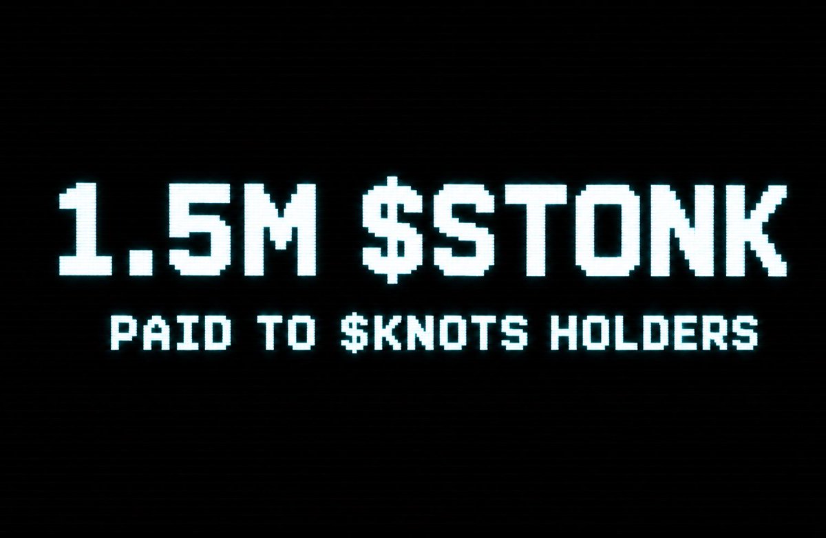 KnotsOnStonk's tweet photo. 1.5M $STONK tokens distributed to $KNOTS holders

Hold $KNOTS, earn $STONK https://t.co/5G3UjPdlBL