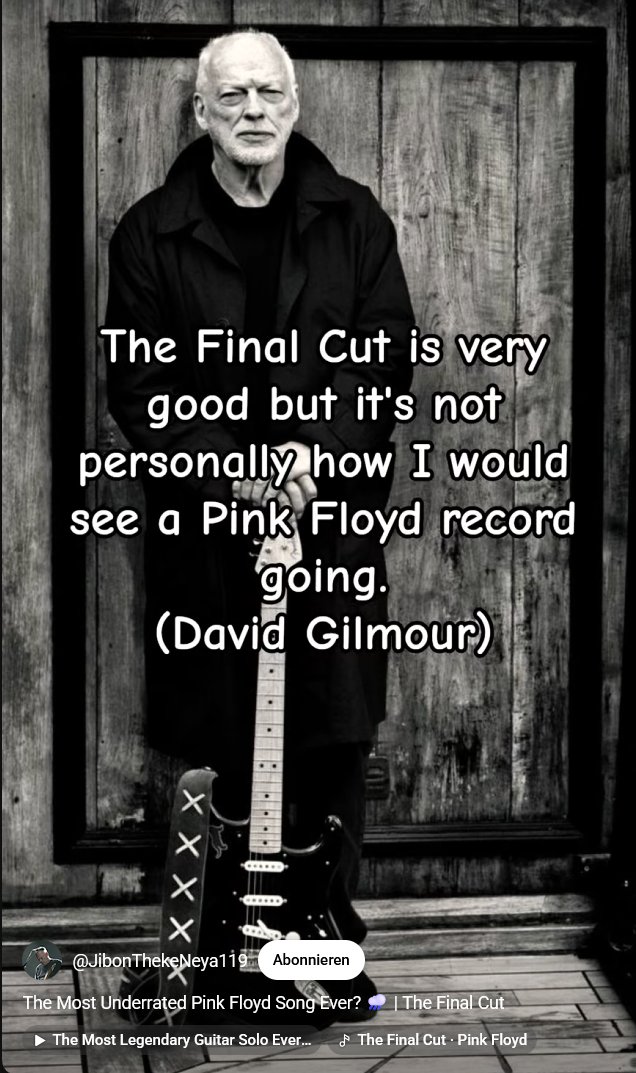 gedanken_lost's tweet photo. genau!
#PinkFloyd
#TheFinalCut 
#DaveGilmour
#RogerWaters (not mentioned for reasons... I guess) https://t.co/91dvRgMscC