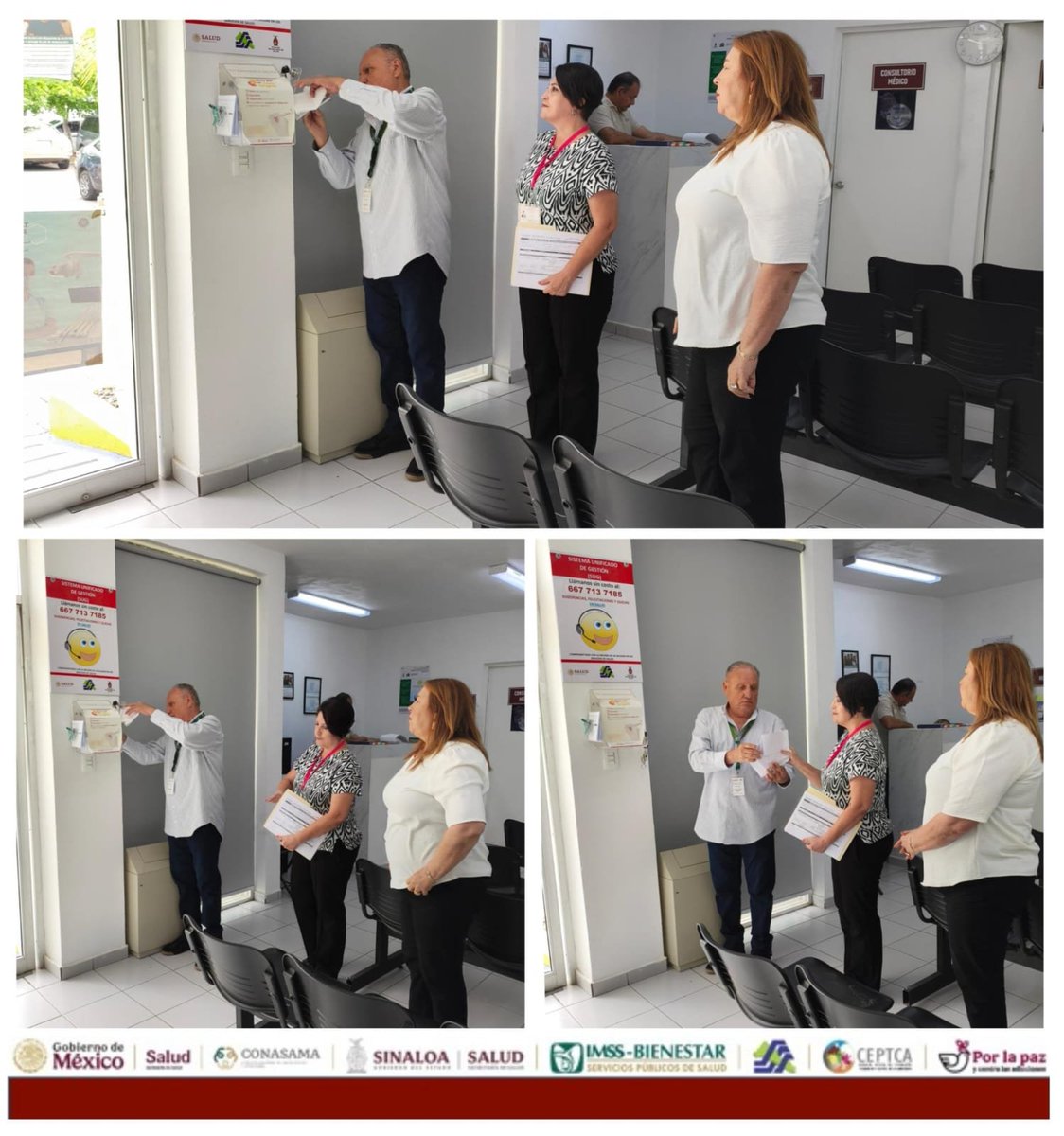 CapaCuliacan's tweet photo. CECOSAMA IMSS BIENESTAR Culiacán y nuestro aval ciudadano la C. Silvia Lizárraga Bazan, llevaron a cabo la apertura del buzón 📫  de Voces por un Trato Digno, cumpliendo con los lineamientos que así lo requiere el área de calidad.
#CONASAMA
#CEPTCA
#CECOSAMACLN
#IMSS-BIENESTAR https://t.co/bKG0SvShay