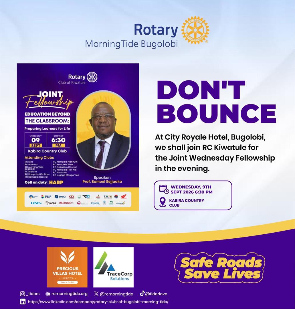 RcMorningTide's tweet photo. π« DONβT BOUNCE AT CITY ROYALE! π
, weβre switching things up! ππ
No morning fellowship today β weβre at Kabira this evening! π
Save the energy, bring the vibes β see you at Kabira! πππ
@RotaryKiwatule
#RotaryEyamba #RotaryKonyo #RotaryD9213 https://t.co/0dHJs785LZ