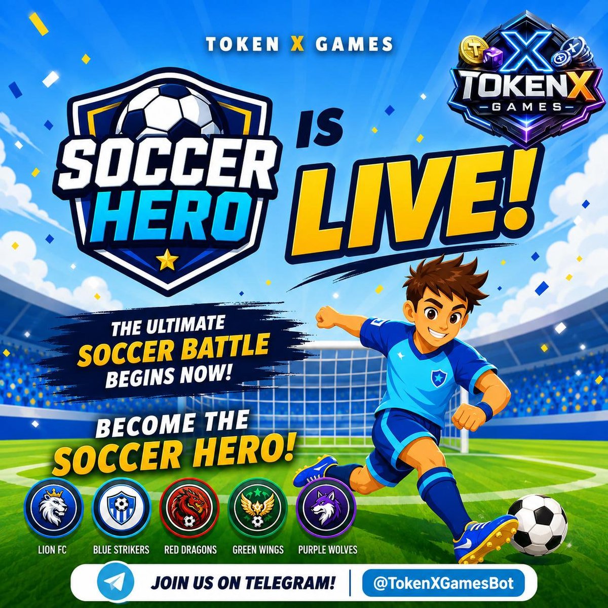 Tokenxgames's tweet photo. ⚽ SOCCER HERO IS LIVE! 🔥

The pitch is open and the battle has begun.

🏟️ Pick your team
⚡ Enter the match
🎯 Show your skills
🏆 Become the Soccer Hero!

Ready for kick-off? ⚽

Play on : @TokenXGamesBot

#TokenXGames #SoccerHero #Gaming https://t.co/ItBksurxep