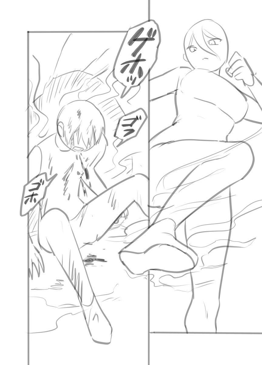 gohan_kimi's tweet photo. 『転生程度で胸の穴は埋まらない』コミカライズ１話より作画過程を掲載！

ネーム→下描き→完成 https://t.co/PQwCOJJZig