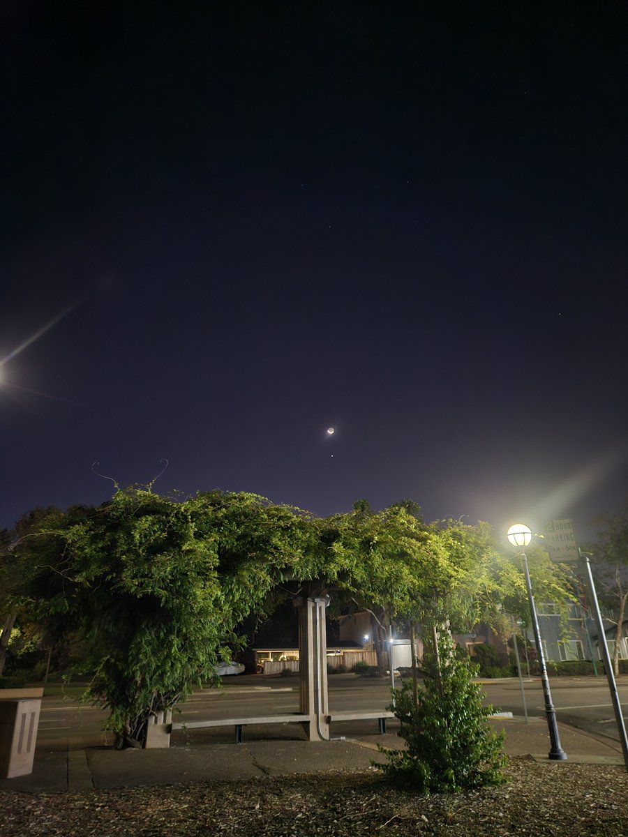 pandaskitchen's tweet photo. Day starting with some views of Mars and the crescent moon, ending with a bit of passionfruit picking. Good Tuesday. https://t.co/kiZWdqUFob