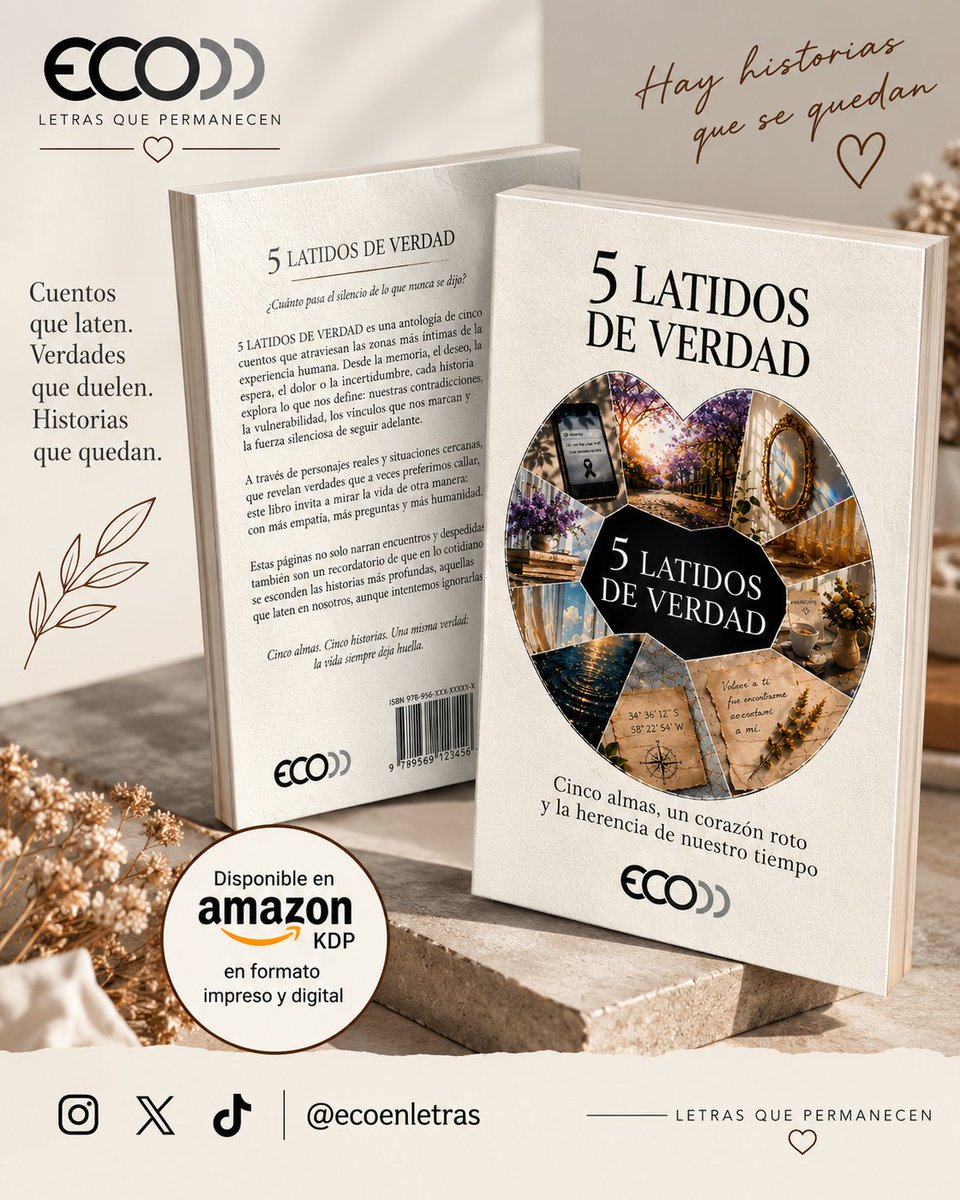 ecoenletras's tweet photo. Cinco historias. Distintas heridas. Una misma pregunta: ¿qué hacemos con aquello que no dijimos?

#CincoLatidosDeVerdad
#ECOEnLetras
#CuentosQueConectan
#LiteraturaContemporanea
#HistoriasParaLeer https://t.co/uSgDP78u6D