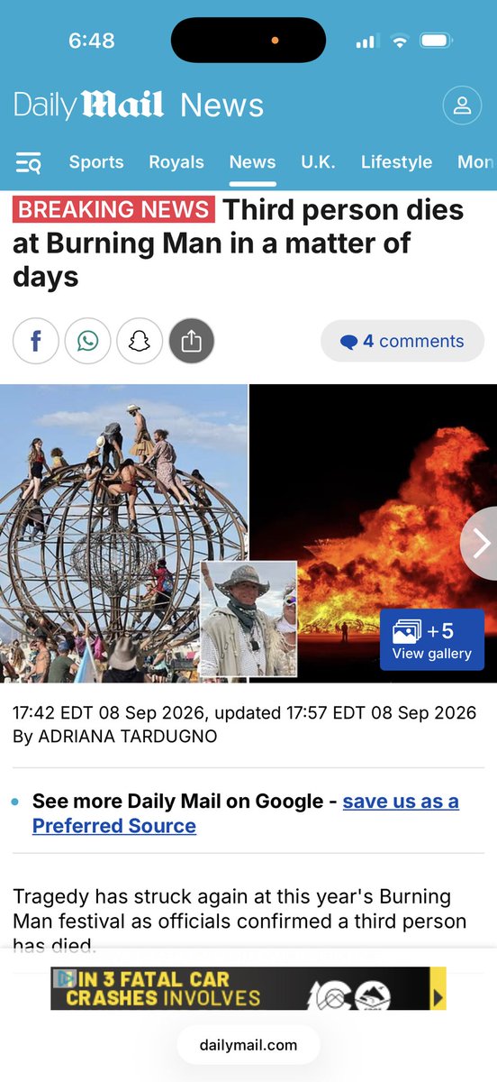 CosmicOperatorQ's tweet photo. 🔥☘️🇺🇸 It’s okay guys… just a coincidence.😂 Nothing like some good clean Satanic fun in the desert.😆
#BurningMan #Occult #HumanSacrifice
🔥👀🎯
Third person dies at Burning Man in a matter of days https://t.co/c7dqPT5ZiD https://t.co/ywA136spT2