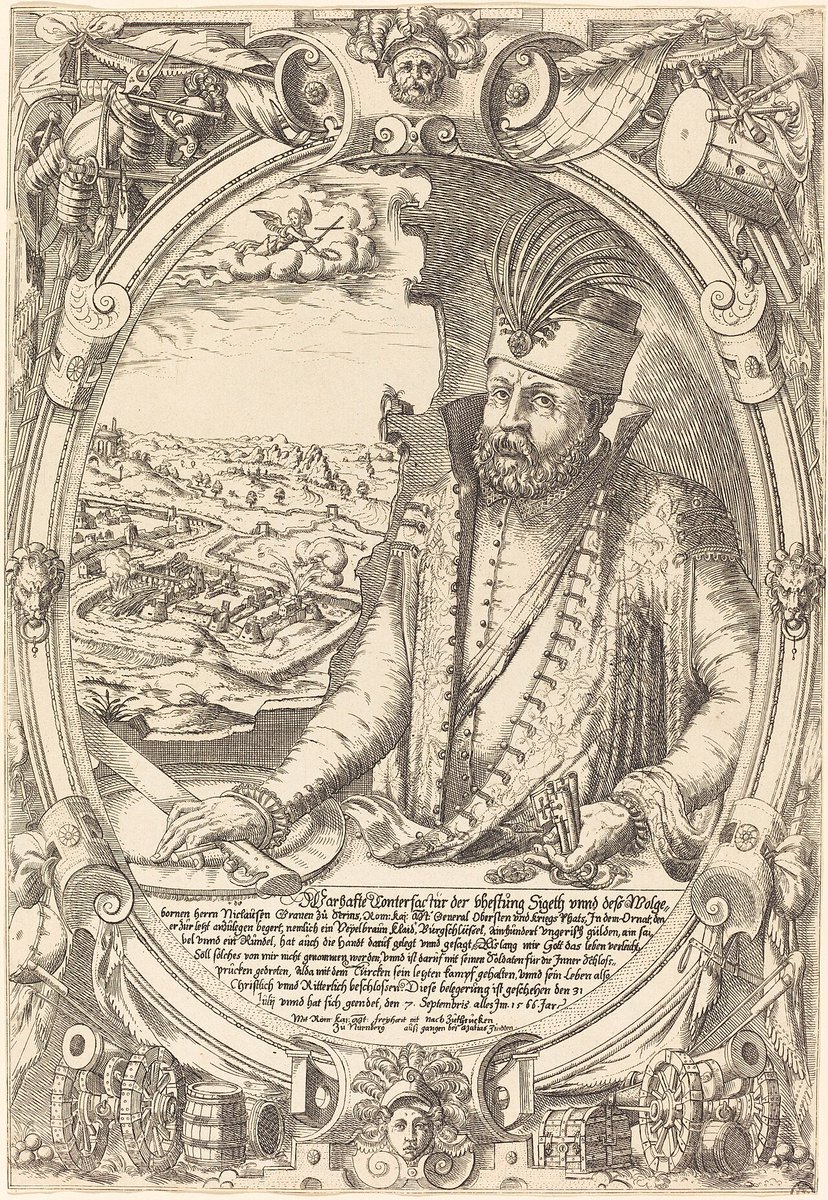 Inclutus's tweet photo. Heute im Jahr 1566 endete die Belagerung von Szigetvár.
Bis zu 3000 Ungarn und Kroaten unter der Führung von Nikola IV Zrinski hielten über einen Monat gegen bis zu 100.000 Osmanen unter Suleiman den Prächtigen aus. 

Bei der Belagerung töteten sie bis zu 20.000 Angreifer und stoppten den geplanten Marsch auf Wien. 

Am 8. September 1566 führte Nikola IV. die letzten 600 Verteidiger in einen Angriff gegen die Osmanen, wo sie praktisch vollständig fielen.

Vor diesem Anstoß wurde eine Lunte an das Pulvermagazin gelegt, das bei seiner Detonation später noch einmal 3000 Osmanen tötete.