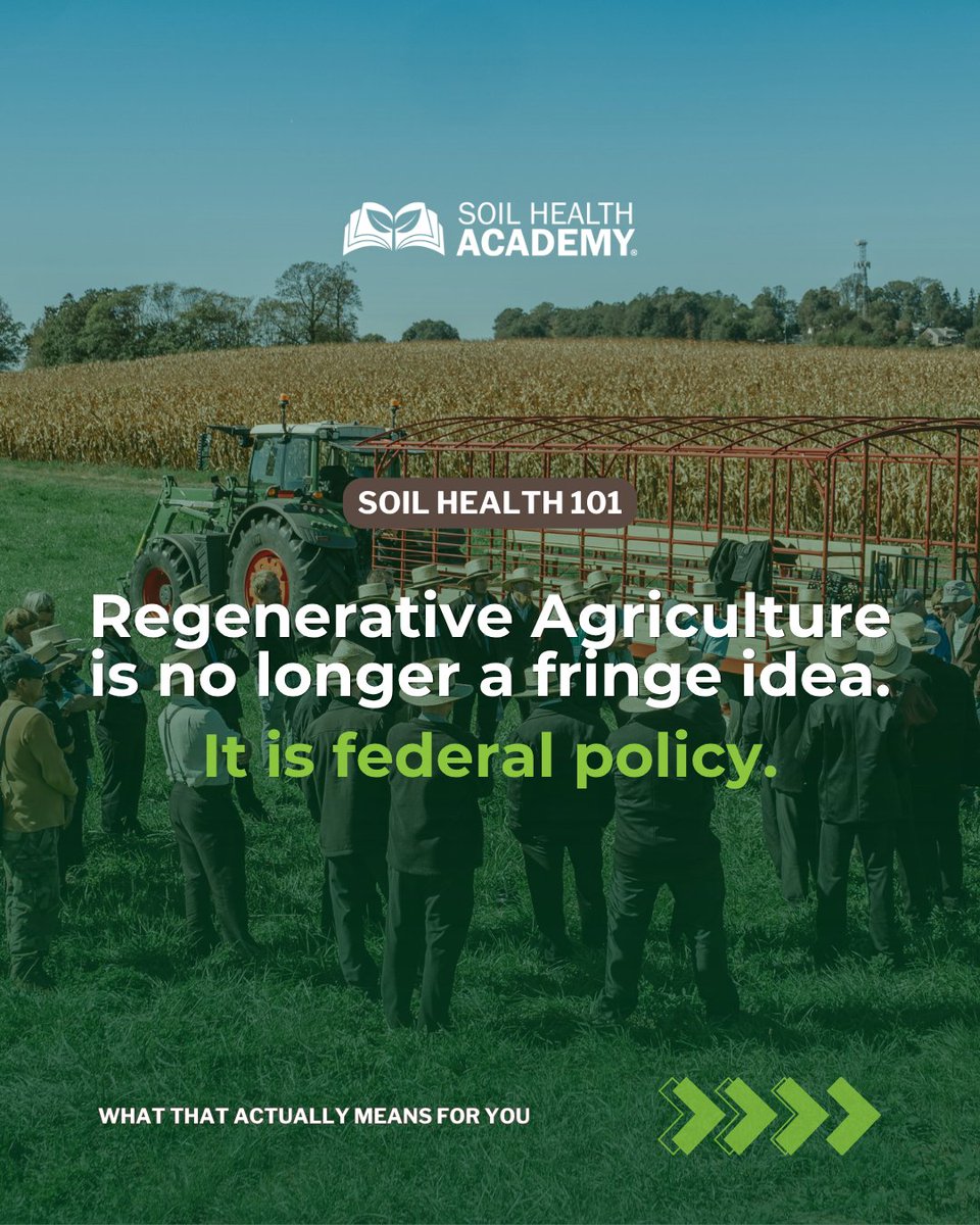 AcademySoil's tweet photo. Regenerative agriculture is now federal policy with $700M backing it. Expect a multi-year whole-farm plan, not just a one-time payment. Your soil will be monitored for outcomes.
FY2026 ends Sept 30; FY2027 rankings set this fall.
#SoilHealth #RegenerativeAgriculture #FarmPolicy https://t.co/fhYQlYPoZD