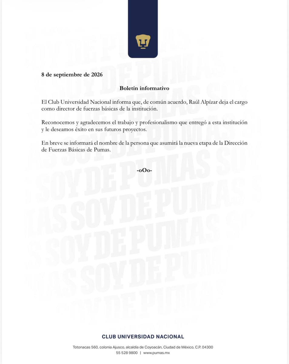 PumasMX's tweet photo. ℹ️ Boletín informativo: 

#SiemprePumas https://t.co/EYKCNbkZeu