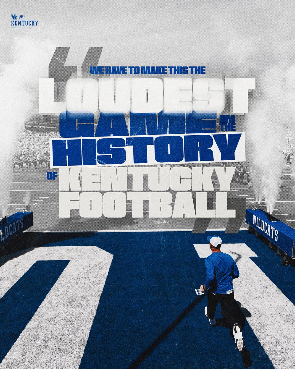UKFootball's tweet photo. Make it the 🗣️LOUDEST🗣️ game in Kentucky Football history 

🎟️: https://t.co/OLEfuPYzOZ https://t.co/qwZTxz3OuS