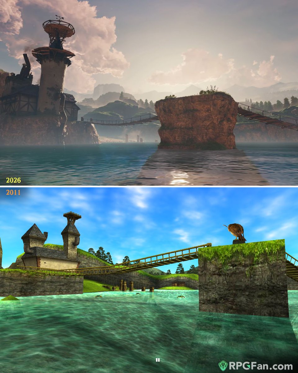 rpgfancom's tweet photo. The Zelda: Ocarina of Time Remake is out this November, and we finally got see it in action...⚔️ Oh? You say you like comparison screenshots? ME TOO! So enjoy 12 comparison between Switch 2, original N64, and 2011 3DS releases. [1/3]

Trailer + Details: https://t.co/KNEESLgJn0 https://t.co/6CLWr1wzq3