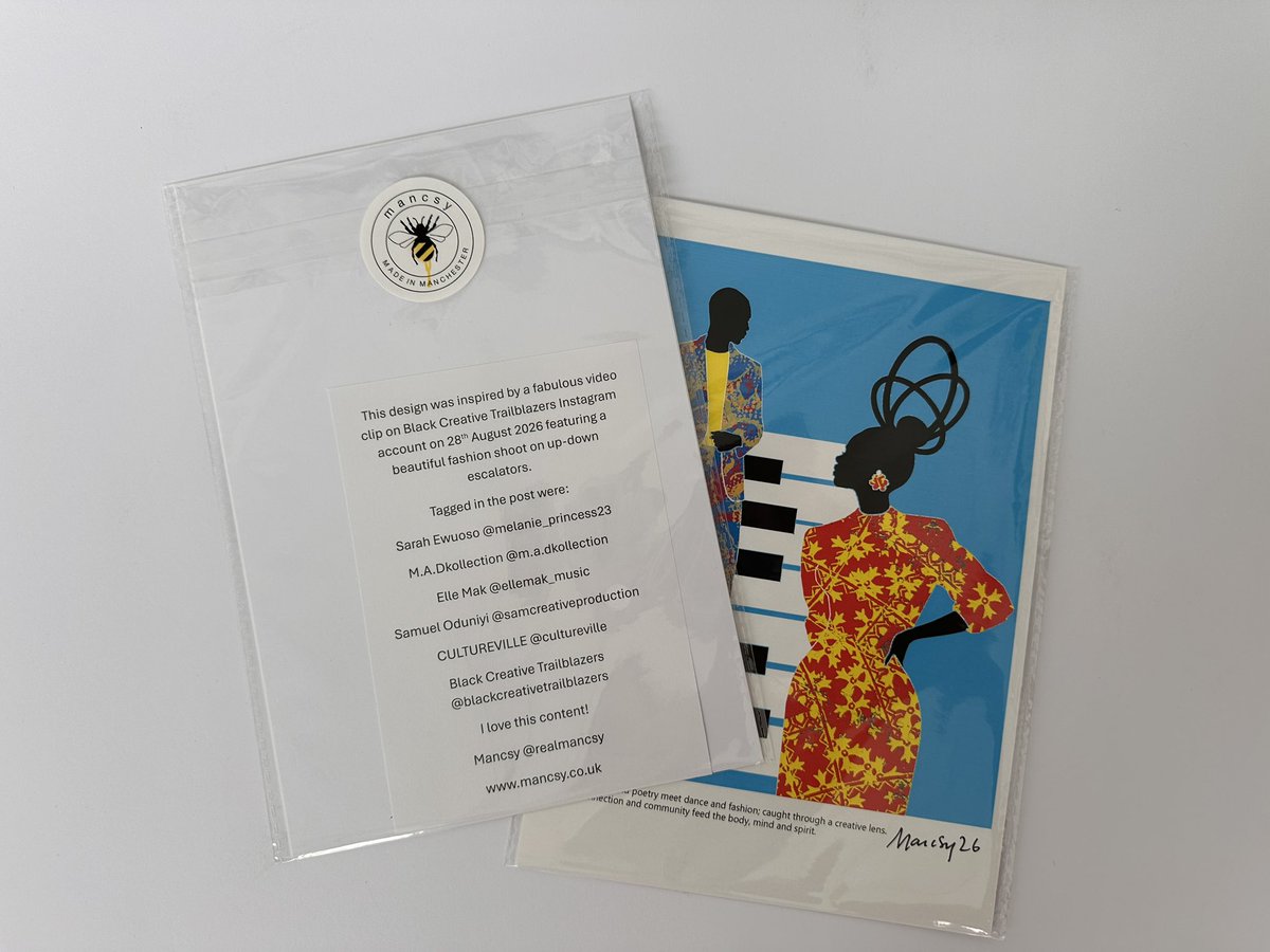 RealMancsy's tweet photo. A whole load of variations in these special little A5 prints for the Black Creative Trailblazer showcase last Friday. Swipe to check out the inspiration and the back of the pack. https://t.co/WvJmJpq02h