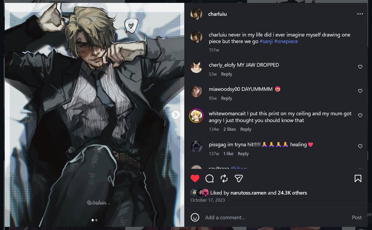 MICK_CHAA's tweet photo. has no one noticed that this is a fake account yet??? all of this is old art with copied captions from insta https://t.co/lfmPY41dGr