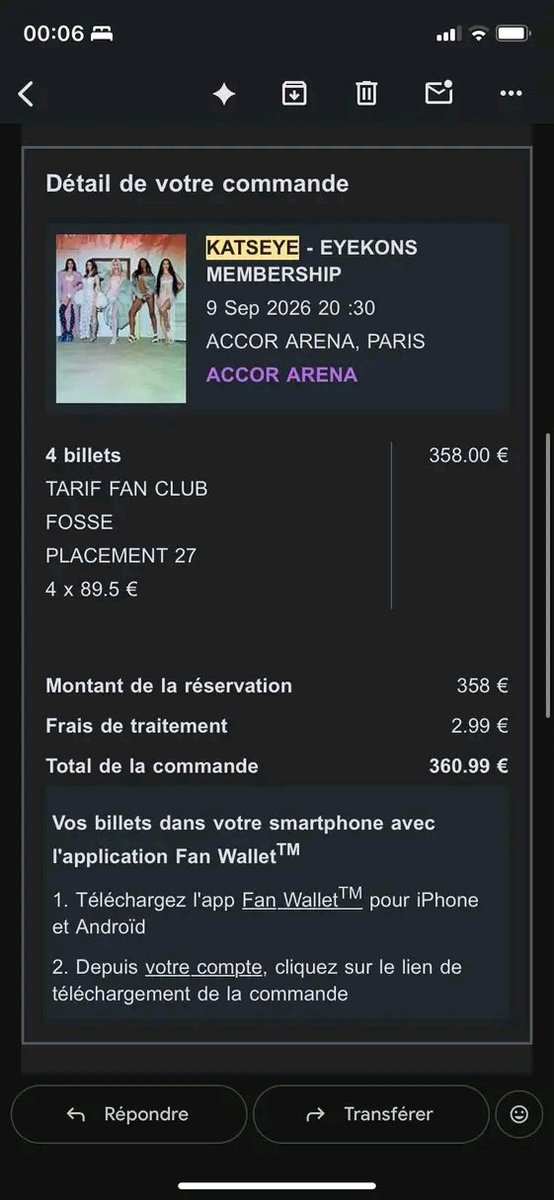 uneseulviiie's tweet photo. Salut à tous je vends 3 places en fosse pour @katseye ce soir si quelqu'un cherche !!! 😚
Demande rapidement 💌
#fosse #katseye #momsonn #snippet https://t.co/07zSV4l6gR