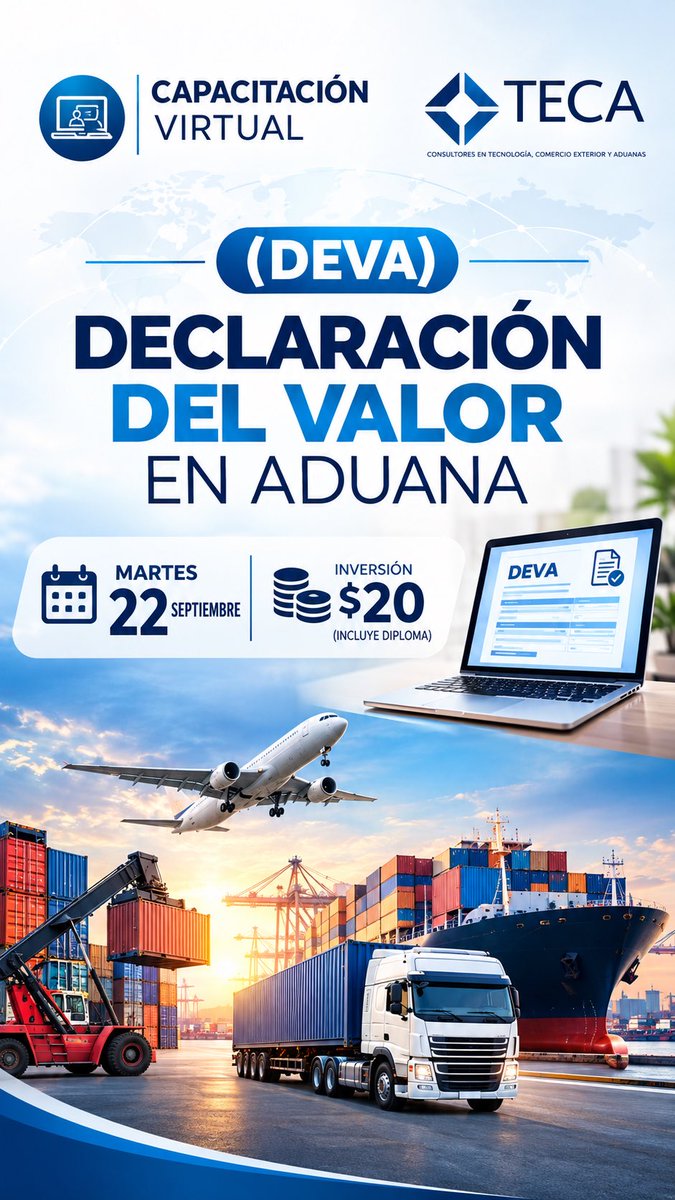 teca_grupo's tweet photo. 𝙰𝚌𝚘𝚖𝚙𝚊ñ𝚊𝚗𝚘𝚜 𝚎𝚗 𝚕𝚊 𝙲𝚊𝚙𝚊𝚌𝚒𝚝𝚊𝚌𝚒ó𝚗 “𝘿𝙚𝙘𝙡𝙖𝙧𝙖𝙘𝙞ó𝙣 𝘿𝙚𝙡 𝙑𝙖𝙡𝙤𝙧 𝙀𝙣 𝘼𝙙𝙪𝙖𝙣𝙖 (𝘿𝙀𝙑𝘼).” 🚢✈️📉

📝 Inscripciones:
https://t.co/53IVnKcKKM

#Capacitación #DEVA #DeclaracionDelValorEnAduana #Aduanas #ComercioExterior #GrupoTeca https://t.co/a1wPnOSavZ
