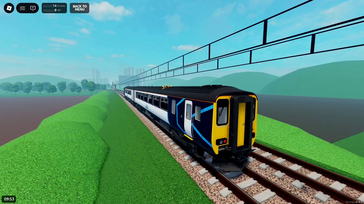 Ginnheru's tweet photo. 2026.09.08
#Roblox の鉄道ゲーム配信者ベーグ🐔（@Vagueflunky6890 ）さんの配信への参加を兼ねて、Robloxの鉄道フリードライブゲーム「Stepford County Railway」の列車🚆に乗車しました。
#Roblox #ロブロックス https://t.co/aXm6WJU7yV