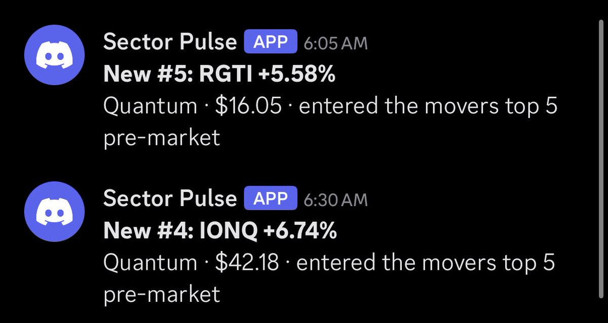 CMHTX512's tweet photo. @SectorPulseApp alerted momentum in the quantum sector well before in pre-market. Surge alerts on tickers before the headline drops. $RGTI $IONQ https://t.co/oyKNZIbvkV
