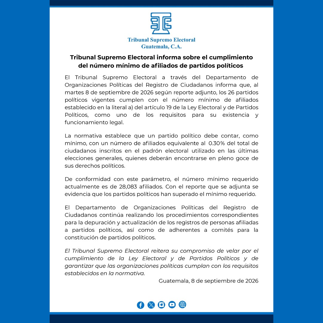 TSEGuatemala's tweet photo. #TSEGuatemala informa: https://t.co/rCMes3g7rb