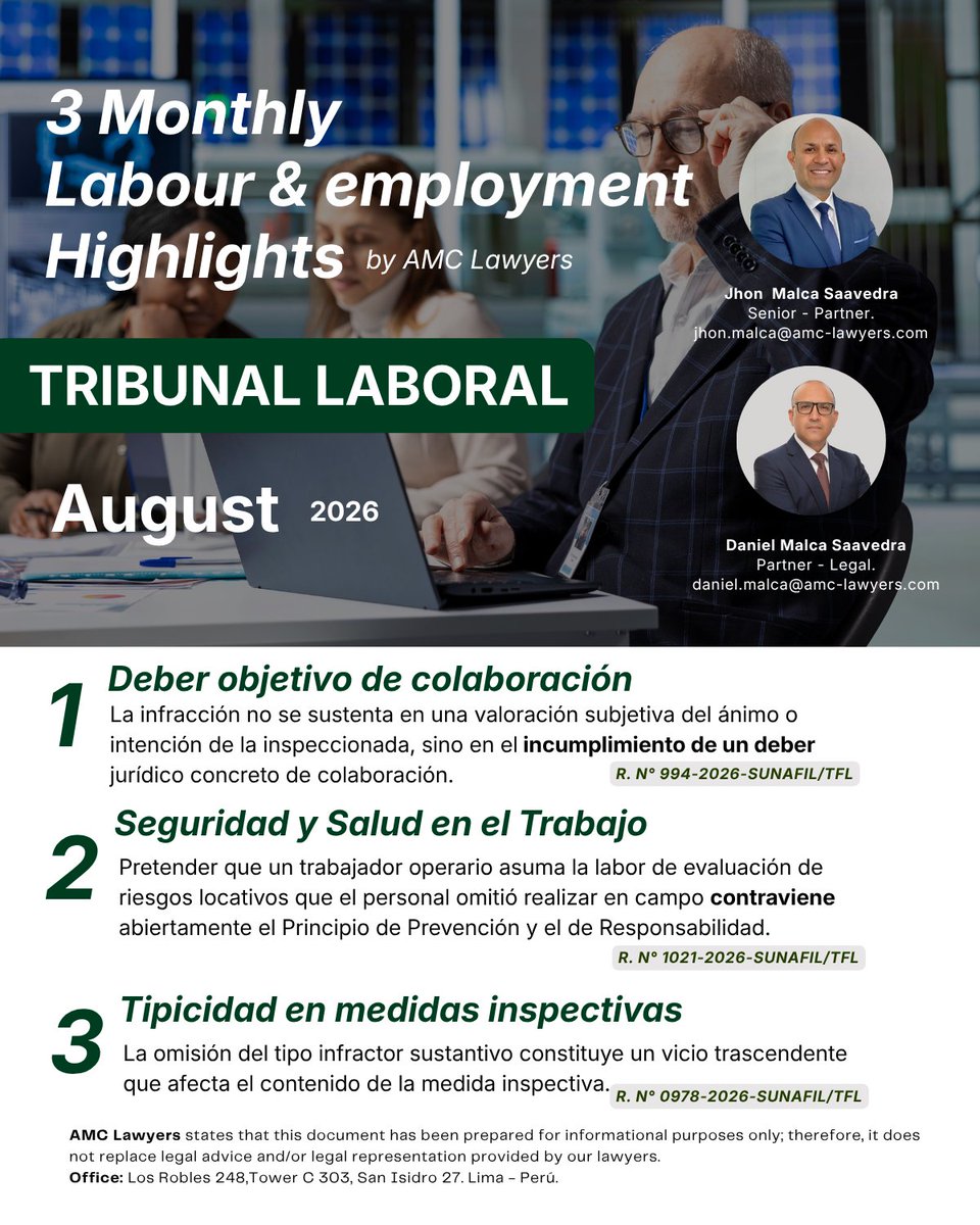 AMC_Lawyers's tweet photo. #Labour&amp;Employment | August 2026

3 Resoluciones laborales relevantes del mes de agosto. https://t.co/WoucnpiNVq