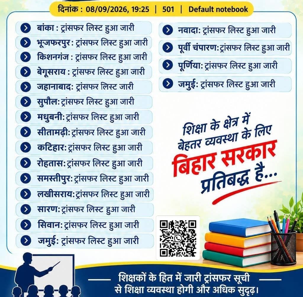 RecentlyUpdates's tweet photo. 🌠अब तक निम्नलिखित जिलों की ट्रांसफर लिस्ट जारी हो चुकी है
जिन जिलों की सूची अभी जारी नहीं हुई है, उनके संबंध में अपडेट आने पर जानकारी साझा की जाएगी। https://t.co/DdE9dxwbK7