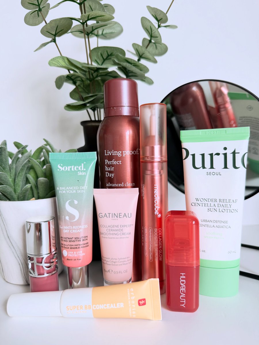 JuleeWesche's tweet photo. A few things I’ve been using this week. All PR except Medicube. Makeup, skincare, haircare, dry shampoo, and SPF from Huda, Erborian, Living Proof, Medicube, and YSL. https://t.co/NYcrgr8ljU