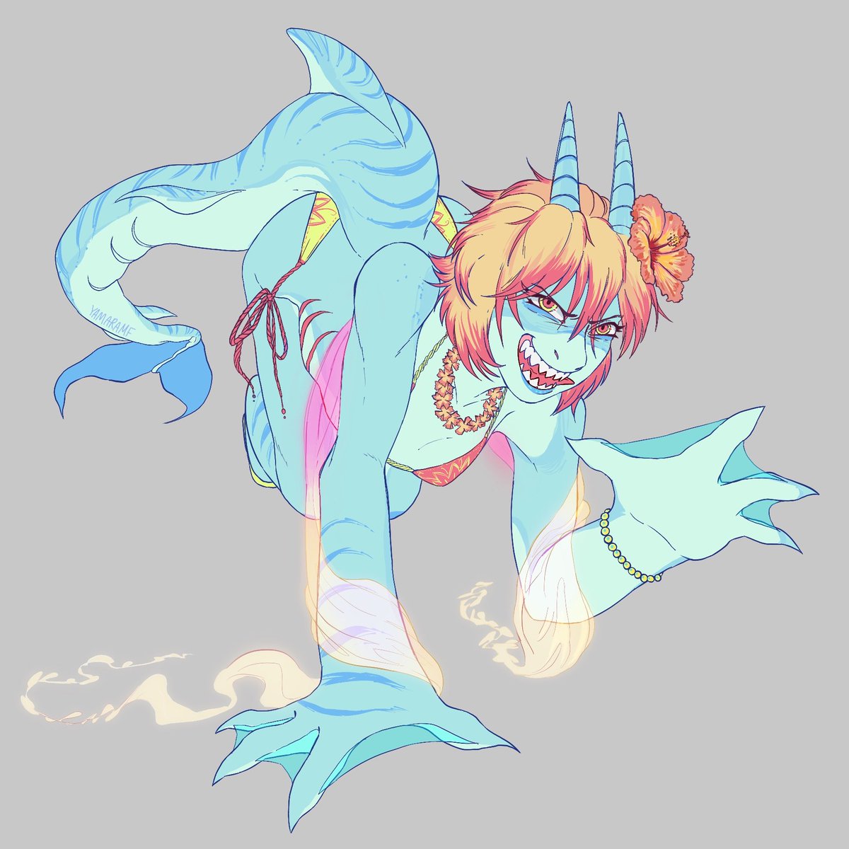 sharkgrrrl's tweet photo. i'm just gonna be one of those accounts that posts the commissions i purchased ok...? and make everyone feel jealous because i have money or something...... ok..... i sorry.....

anyways evil shark girl? 
art by: @yamaramf

#undertaleoc https://t.co/8nksMXPuCg