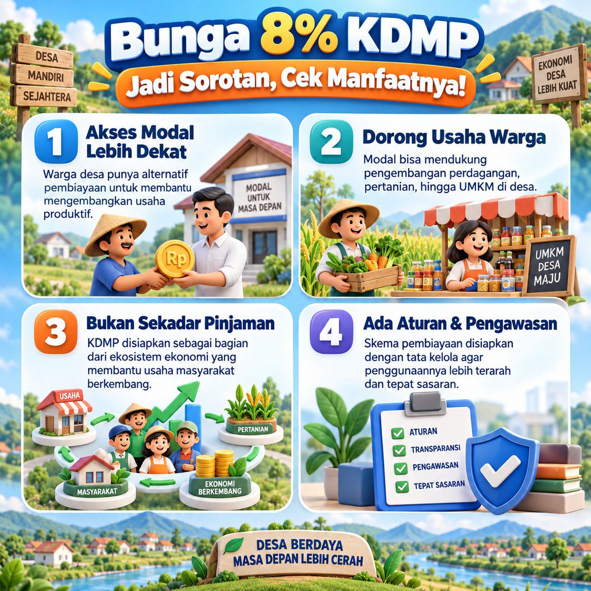 dkdilip's tweet photo. Bukan cuma soal angka bunga, tapi soal kesempatan. Ketika akses modal terbuka, lebih banyak usaha desa bisa tumbuh. 

#BangkitkanEkonomiDesa https://t.co/FVwCKC7TQj