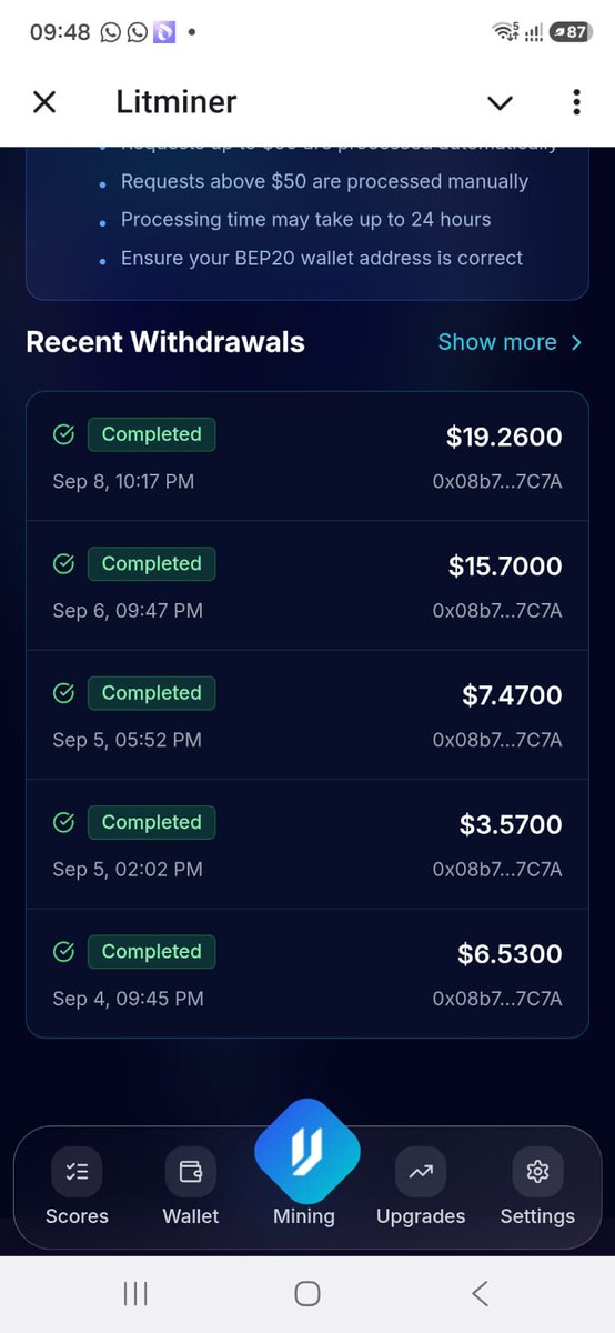 cryptowithsaini's tweet photo. ⛏️ LITMEX ($LMX) — مفت کان کنی + حوالہ جاتی آمدنی 🚀

USDT میں روزانہ نکالنے کی سہولت 💵💰💸

کیا آپ 10 سطحوں پر ریفرلز کے ذریعے کمیشن حاصل کرنا چاہتے ہیں، جبکہ یومیہ USDT یا پروجیکٹ کے مقامی سکے ($LMX) میں اپنی کمائی نکالنے کا موقع بھی رکھتے ہیں؟ 👀

اگر ایسا ہے تو، آپ کو یقینی طور پر LITMEX ($LMX) کو چیک کرنا چاہیے۔ 🔥

⛏️ مفت کان کنی کا پروگرام

🔹 ٹوکن: $LMX
🔹 کل سپلائی: 1 بلین LMX
🔹 کمیونٹی ایلوکیشن: 150 ملین LMX

⚡ کان کنی کا طریقہ کار

⏱️ 1 سیشن = 8 گھنٹے
💰 1 سیشن = 3 LMX
📅 3 سیشنز فی دن
🚀 24 گھنٹے = 9 LMX

💰 کان کنی کی ممکنہ آمدنی

📅 روزانہ → 9 LMX
📆 30 دن → 270 LMX
📅 1 سال → 3,285 LMX

💵 $0.11 کی $LMX قیمت فرض کرتے ہوئے:

📅 روزانہ → $0.99
📆 30 دن → $29.70
📅 1 سال → $361.35

⚠️ یہ حساب کتاب $0.11 کی تخمینی قیمت پر مبنی ہے۔ اگر ٹوکن کی قیمت بدل جاتی ہے تو ک��ائی کی قیمت بھی بدل جائے گی۔ 🎁 10 لیول ریفرل / نوڈ انکم

🥇 لیول 1 → 10%
🥈 لیول 2 → 6%
🥉 لیول 3 → 6%
4️⃣ سطح 4 → 6%
5️⃣ لیول 5 → 6%
6️⃣ سطح 6 → 4%
7️⃣ لیول 7 → 2%
8️⃣ لیول 8 → 1%
9️⃣ لیول 9 → 2%
🔟 لیول 10 → 6%

🎁 براہ راست حوالہ → 10%

👥 دوسرے الفاظ میں، اگر آپ ایک کمیونٹی یا ٹیم بناتے ہیں، تو یہ اسکیم 10 سطحوں پر ریفرل/نوڈ آمدنی حاصل کرنے کا موقع فراہم کرتی ہے۔

💸 روزانہ کی واپسی
اگر آپ کا اکاؤنٹ یا علاقہ USDT/Coin کے ذریعے نکالنے کی حمایت کرتا ہے، تو آپ دستیاب اختیارات کی بنیاد پر اپنی کمائی واپس لے سکتے ہیں۔ 🚨 ابتدائی مرحلے کا موقع

کمیونٹی کے تعاون کے لیے 150 ملین ڈالر LMX ٹوکن مختص کیے گئے ہیں۔

🎁 ریفرل کوڈ: LMX6092800313

📲 مفت کان کنی شروع کرنے کے لیے: LitMiner Telegram Bot
https://t.co/MrMXqibaaT…

🌐 سرکاری ویب سائٹ:
https://t.co/OFRohQxoEC

🔗 سولانا معاہدہ کا پتہ:

Bm2y8RLPLeZuvUfQ7m3UKRiHGewTpzYt7pX8ZpzimM7d

⚠️ DYOR (اپنی خود تحقیق کریں): ذاتی طور پر قیمت، تبادلے کی فہرست، واپسی کی سہو��یات، ٹوکن مختص، اور پروجیکٹ کے دعووں کی تصدیق کریں۔

مفت کان کنی منافع کی ضمانت نہیں دیتی۔
کرپٹو دنیا میں، ٹوکن کی قیمتیں اور پراجیکٹ کی شرائط تبدیلی کے تابع ہیں۔ 🔍

#LITMEX #LMX #Solana #Crypto #Web3 #FreeMining #Airdrop