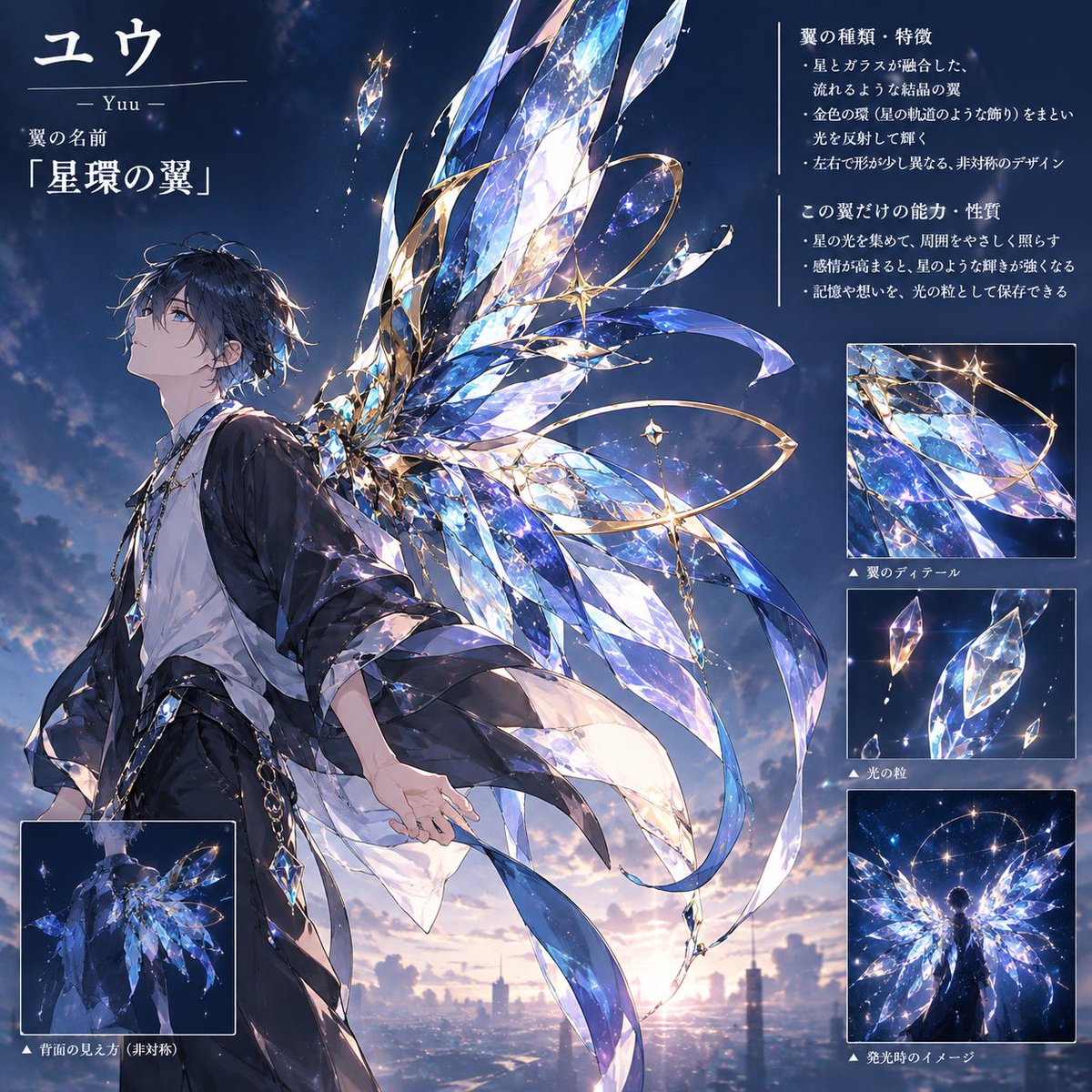 atelier_de_io's tweet photo. 名前から「翼」を引き出します🪽

もし、あなたに翼が生えたなら——
それはどんな翼でしょう？

羽とは限りません。
花かもしれない。
炎かもしれない。
星や硝子、影や機械かもしれない。

名前をひとつ、鍵にして。
あなただけの「翼」を見つけてみてください✨

プロンプトはリプへ👇 https://t.co/kwxkmZZlg1