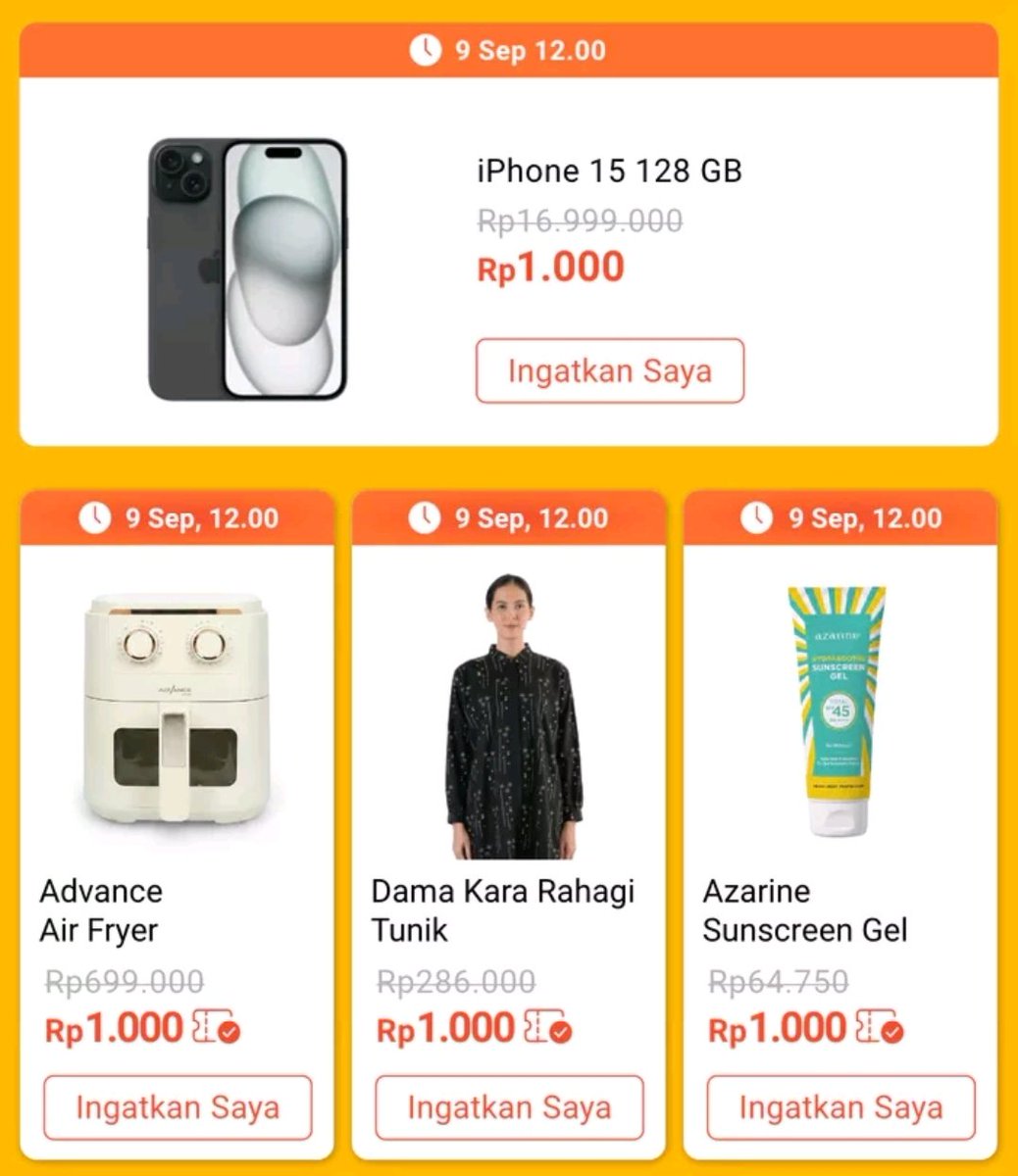 RacunBelanja's tweet photo. Flash Sale Verifikasi Shopee Rp1.000
⏰ Jam 12:00
📌 Khusus pengguna terverifikasi 

https://t.co/aPzMBm3nNy

📌 Produknya belum bisa diklik, harus refresh halaman dulu
📌 Bisa juga coba coba cari produknya, siapa tau bener https://t.co/ChugLp1Yyu