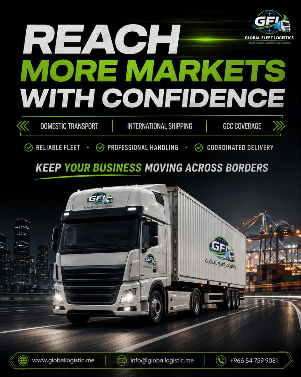 LogisticFleet's tweet photo. Reach more markets with Global Fleet Logistic through reliable domestic transport, international shipping, coordinated delivery and professional handling across borders.
https://t.co/1Ui0B9ctjd

#GlobalFleetLogistic #GlobalShipping #DomesticTransport #InternationalShipping https://t.co/cYqbY4ktDm