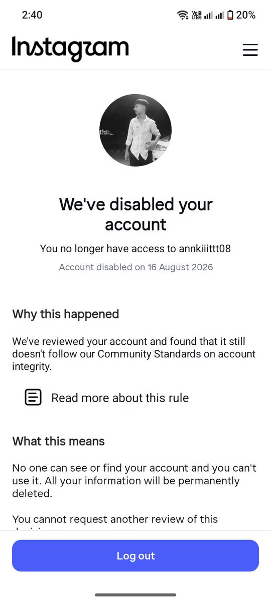ankitnbt's tweet photo. “Hi @instagram ,my instagram 
(@annkiiittt08)appears disabled by mistake.i've submitted an appeal already and would appreciate a review .thank you. https://t.co/JsBpGXnn5i