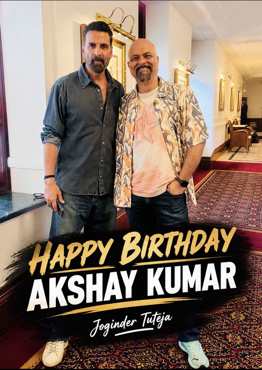 Tutejajoginder's tweet photo. Here is wishing a wonderful year ahead to #AkshayKumar, the man who has inspired me over a decade and a half in personal as well as professional life.

“Beta, kaam aa raha hai, bahaut achchi baat hai. Kaam ko kabhi naa mat boliyo”, is what he said to me in the formative years and the oft-repeated advice has forever ever stuck with me. 

I must have shared his philosophy (in terms of maximising the time available between work and living life to the fullest) at number of platforms, seminars, fire side chats etc., and have truly believed that this is one way of striking the right balance and still not compromising on what life has to offer.

Thanks, Akshay, for all that you do on and off the screen. You are THE one!

#HappyBirthdayAkshayKumar