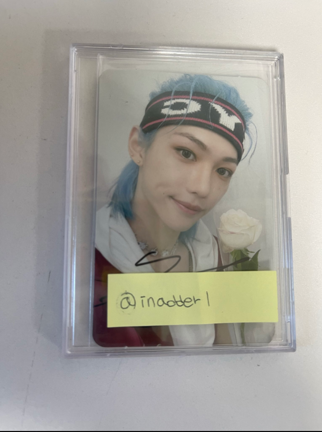 inadder1's tweet photo. skz straykids Felix signed photocard sell 

스키즈 필릭스 사인 포토카드 판매   

sell 50 https://t.co/ybVHNHaSjd