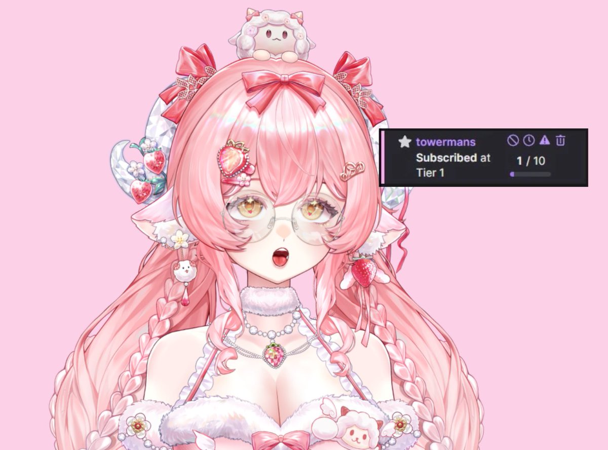 cake_dearest's tweet photo. FIRST TWITCH SUB!! Thank you, Towermans! <333

#vtuber #envtuber #Vtuberがチャンネル晒したらみんながRTしてくれてブァァァァって登録者が増えるらしい #vtuberuprising https://t.co/mXJsLYG03B