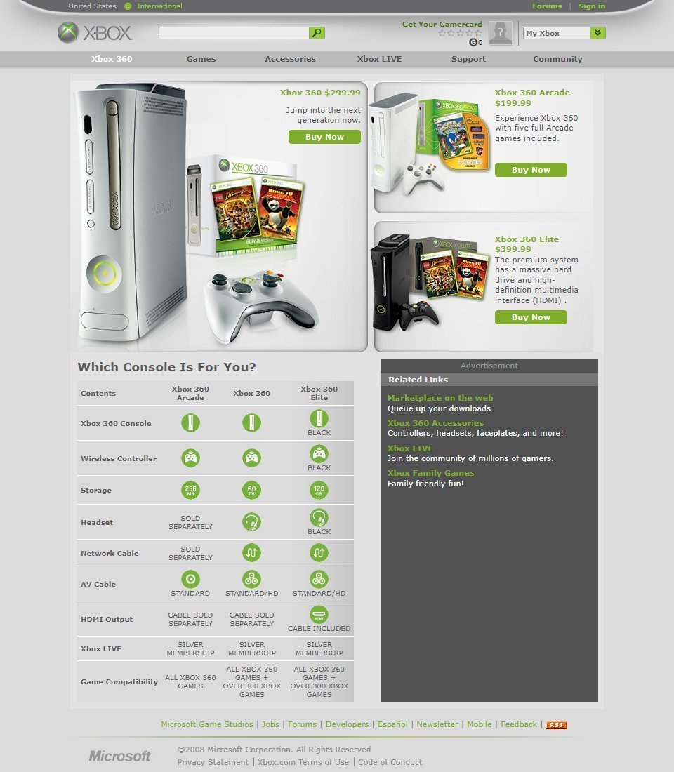 VideoGameHstry's tweet photo. Xbox 360 website (2008) https://t.co/rBWT2qyiIX