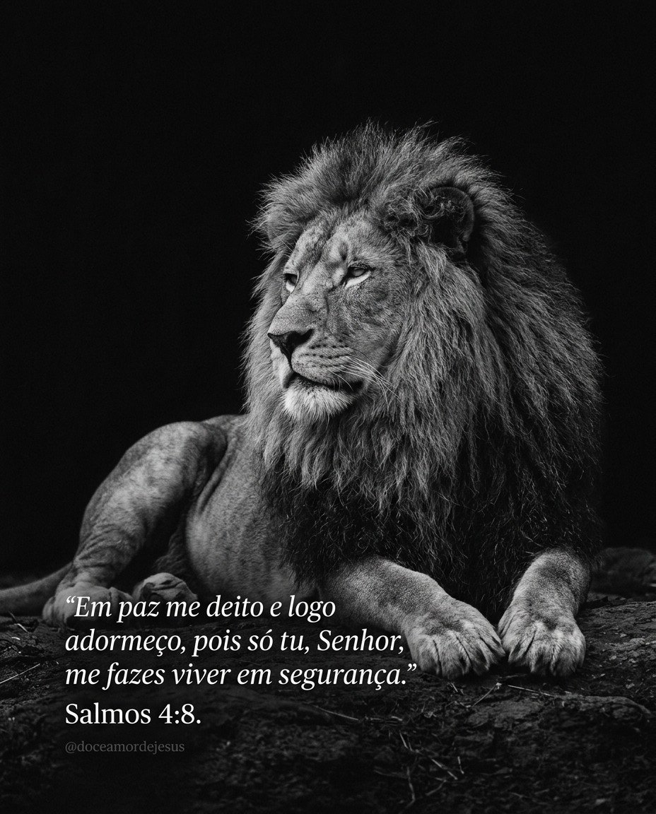doceamordejesus's tweet photo. “Em paz me deito e logo adormeço, pois só tu, Senhor, me fazes viver em segurança.” 
Salmos 4:8. https://t.co/yqeEJByTr0