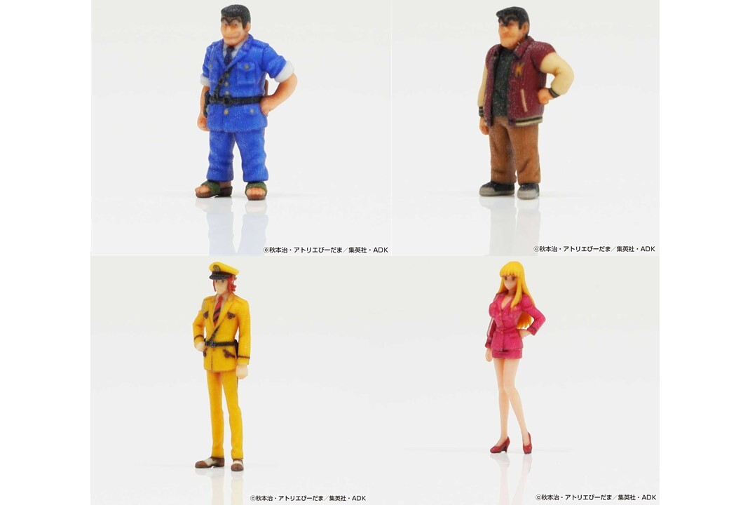 joshin_skl's tweet photo. 連載50周年＆アニメ30周年を迎える『こち亀』が、ついに箱庭技研「figreal」シリーズで製品化！🎉
全50種のキャラクターたちが【1/64・1/80・1/150】スケールで勢ぞろい！ミニカーや鉄道模型のジオラマに、“あの世界感”が再現できます🚓✨
発売に先駆けて【全種・全スケール】をチェックしてください！ https://t.co/37eleIt8jh
