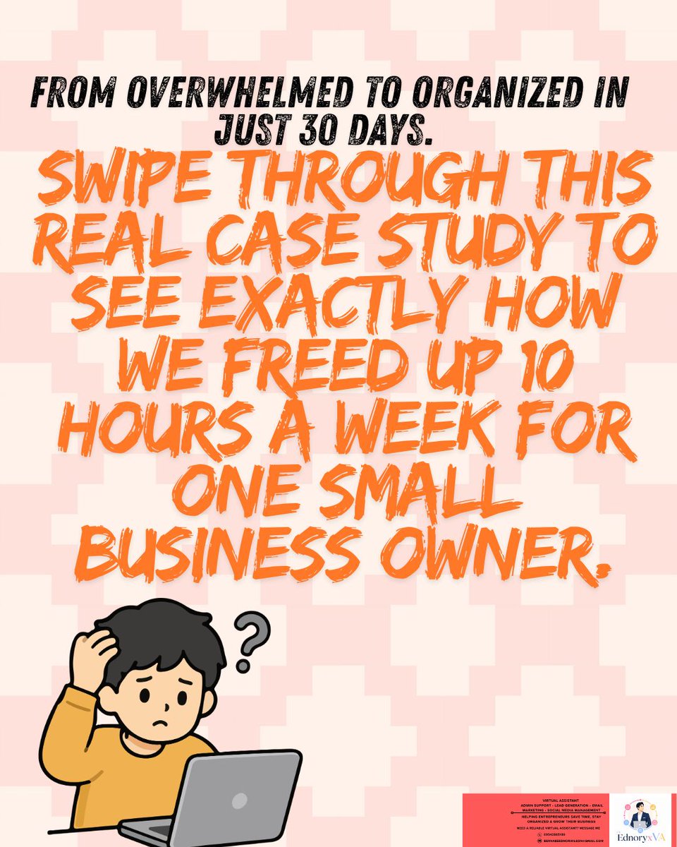 bernabeednor's tweet photo. What would you do with 10 extra hours every week? 

From overwhelmed to organized in just 30 days. This real client case study shows how simplifying daily tasks and creating better systems helped one small business owner reclaim 10 hours every week. https://t.co/Lfev9jztWH