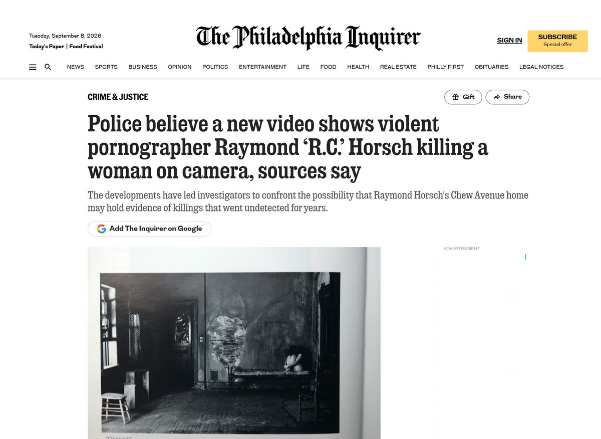 WeaponOutfitter's tweet photo. Ummmm watttttt.

You're telling me this guy who was making violent porn, writing about it, and getting featured in art galleries was doing it for real?

https://t.co/LgUiNXm4z8 https://t.co/mMoUCxFFOB