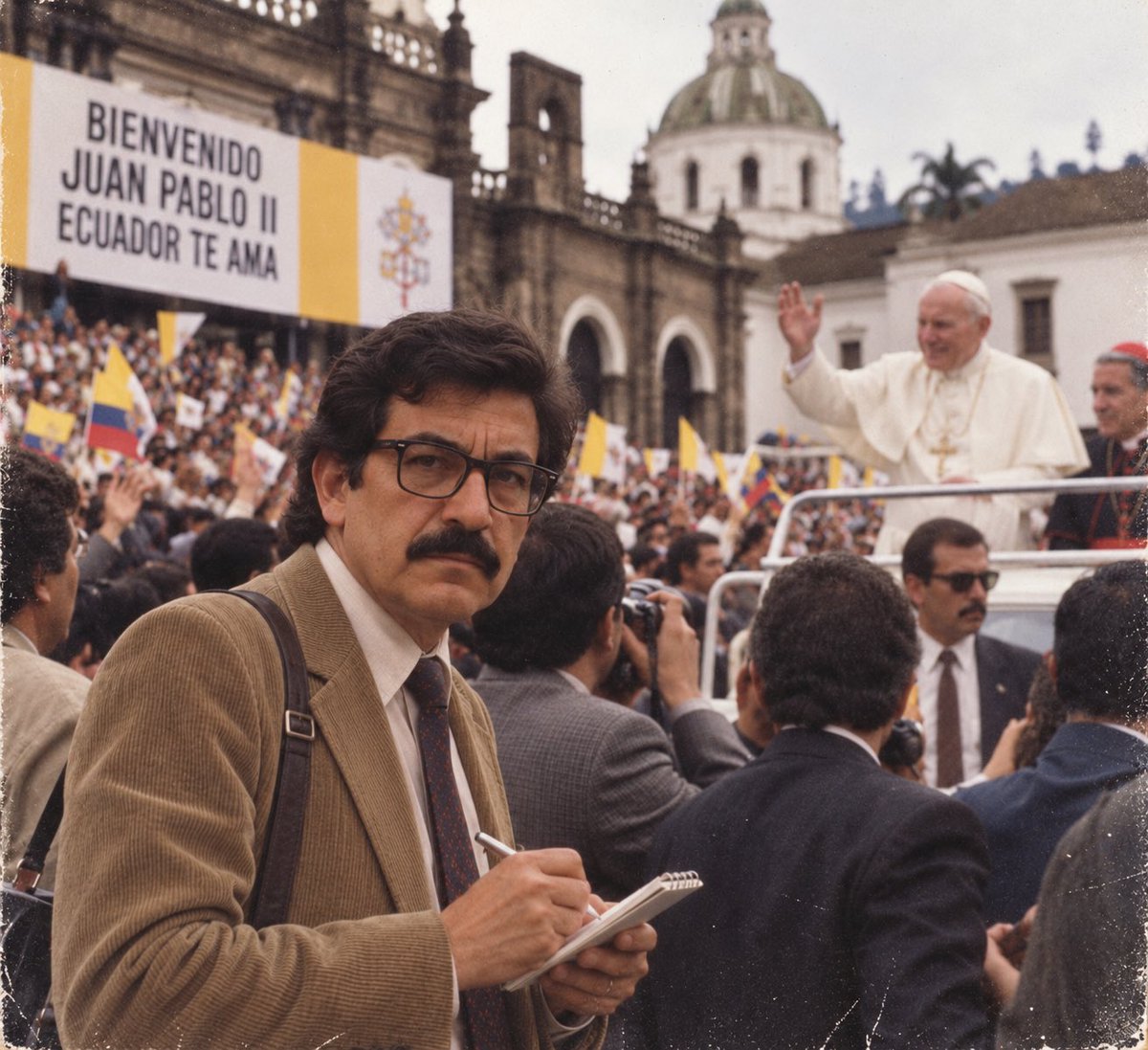 anibalogt's tweet photo. Ya que andan de moda las fotos ochenteras, encontré esta de enero de 1985.
Juan Pablo II llevaba pocas horas en Ecuador.
Yo ya llevaba varios años.
Por eso la cara.
#trend80 #años80 #quito #fotoochentera #nostalgia80s #ecuador https://t.co/Joe5BDy2yq