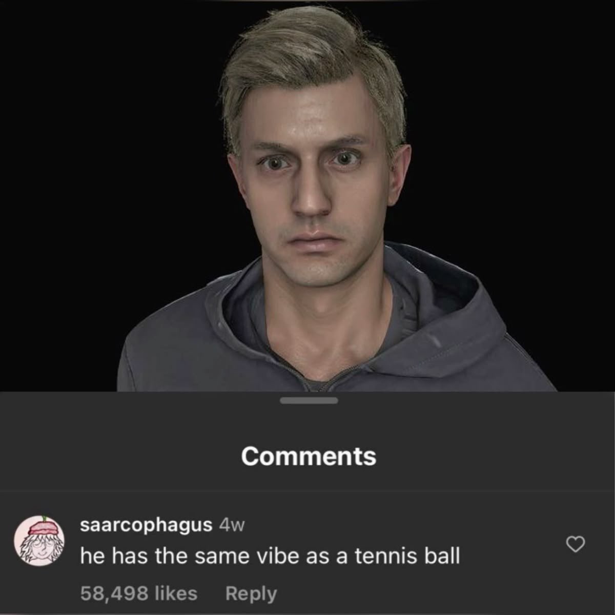3rdfontainetw1n's tweet photo. thirsting for ethan winters is a crazy concept to me because this? this guy ??? mr tennis ball face ????????? https://t.co/WennGWW8Fe