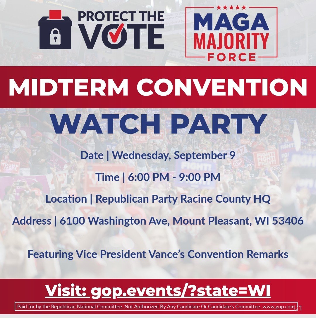 angelaroseshow's tweet photo. TOMORROW NIGHT in Racine.
6–9 PM at Racine County GOP HQ
6100 Washington Ave, Mount Pleasant
Learn how we win — then watch VP Vance’s convention speech LIVE.
Bring a friend. Fill the room.
https://t.co/eqJJk7GwsE https://t.co/duQ8RHVIke