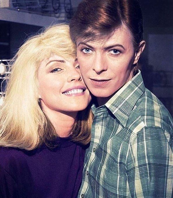 crockpics's tweet photo. Debbie Harry and David Bowie photographed by Blondie guitarist Chris Stein on March 13, 1977. At the time, Blondie was supporting Iggy Pop on his tour for The Idiot, while Bowie took a modest role playing keyboards in Iggy's touring band. 

🎸 Between 1977 and 1979, Blondie went from Bowery club favorites at CBGB to global pop chart-toppers with hits like Heart of Glass and One Way or Another. What is your favorite Blondie track? 🎸 👇️