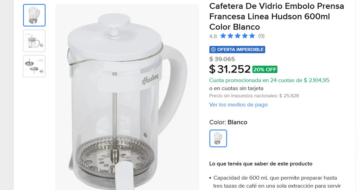 ervidiaz's tweet photo. Cafetera de Vidrio Prensa Francesa Hudson

$31.252 (20% OFF)

Link🔗https://t.co/U9qphbSo4K https://t.co/Qdhh9BapI5