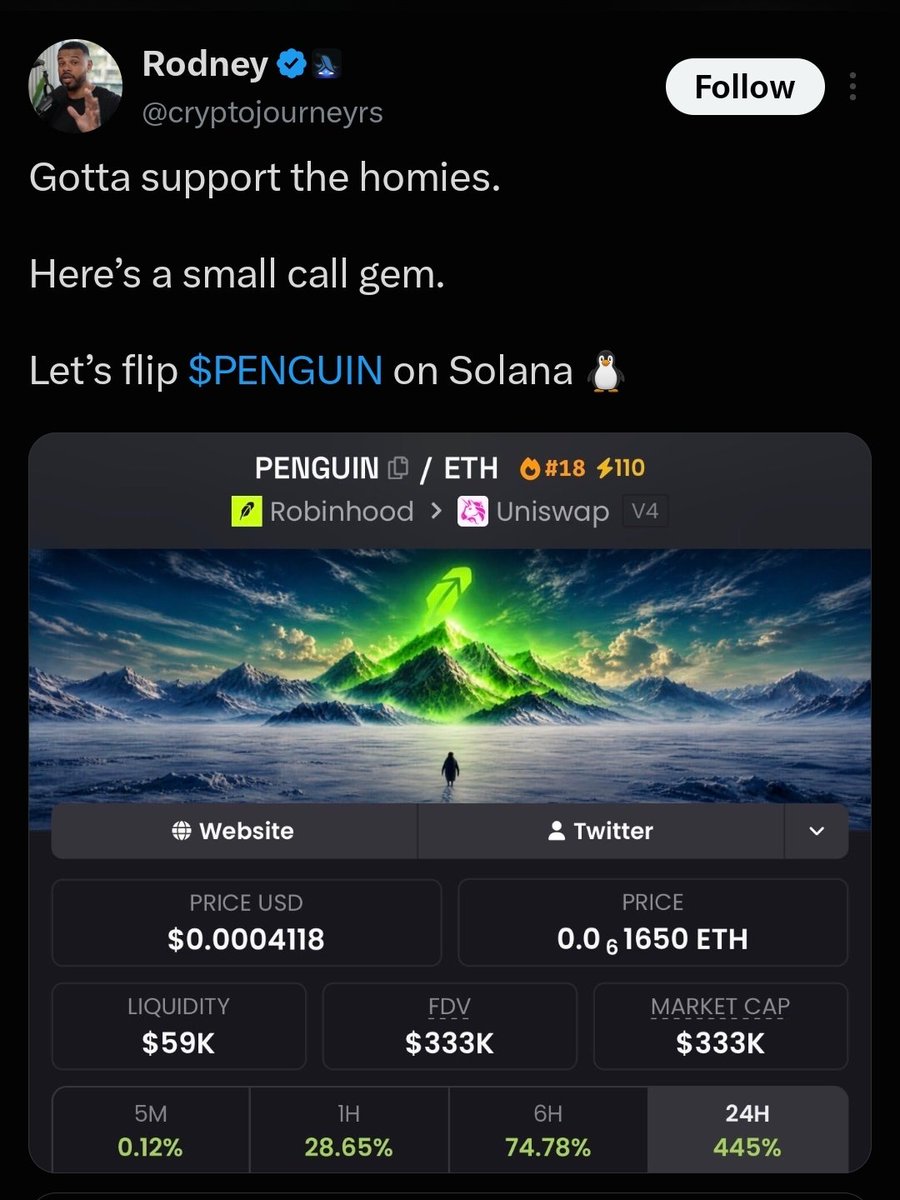 PENGUIN2621's tweet photo. @cryptojourneyrs  Welcome To The @PENGUIN2621  Family !!! He Believes. Now What's Stopping You. Get In. Where You Fit In!!! 🐧🔥🌜🎯🚀🔒🤑💎 CA:0xe2ec718dbbb81d0a50bdf0d21342e34162b11415 @RobinhoodCrypto @RobinhoodApp @RobinhoodAlphaa https://t.co/0oJGbVYjSE