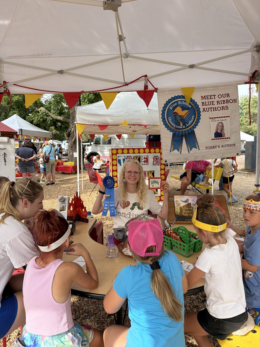 LouiseMAamodt's tweet photo. Serving as one of the featured #Authors at the Alphabet Forest in the #MNStateFair was a BLAST! π₯ My cheeks hurt from smiling and turnout at our literacy craft table was great. Thanks and kudos to all the people who contributed to the dayβs success. π π My heart is full. π https://t.co/RkDyB1ECuy